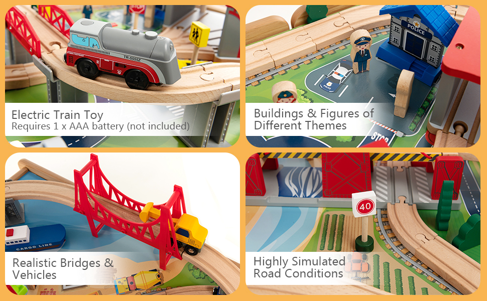 100 Multicolor Pieces, Railway, Track, Cars, City