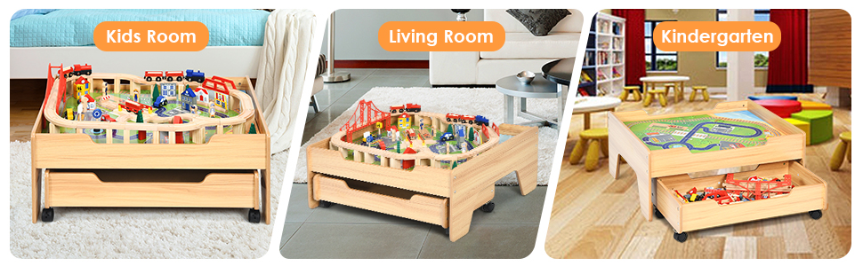 train table for kids room, kindergarten, preschool